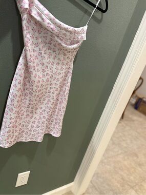 Altar’d State Floral Satin Strapless Mini Dress Medium